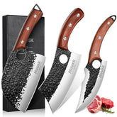 Huusk Serbian chef knife blade ready for large meat cuts; premium knife for chefs.