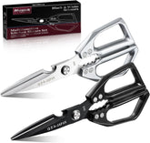 Huusk kitchen shears set in silver and black on a counter for versatile prep.