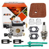HUZTL FS45 carburetor kit installed on STIHL trimmer for reliable starts.