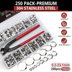 Hydencamm ear clamp pliers in chrome-vanadium steel with rubber grips.