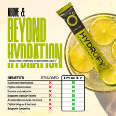 Hydrofy raspberry packet featuring fruity flavor and essential minerals.