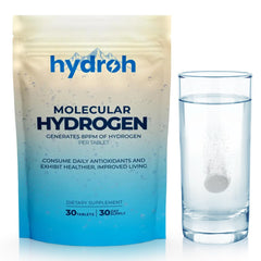 Hydroh hydrogen tablets dissolving in water for quick hydration.