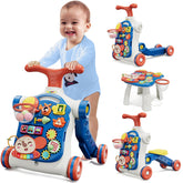 HYES 5-in-1 push walker blue front view supports early walking and balance.
