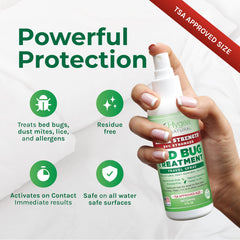 Hygea Natural bed bug killer travel spray label emphasizing TSA approval