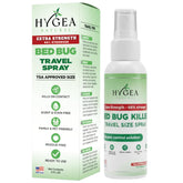 Hygea Natural extra strength bed bug spray bottle designed for travel and quick application