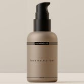 HygieneLab Face Moisturizer bottle demonstrates unscented, non-greasy hydration.