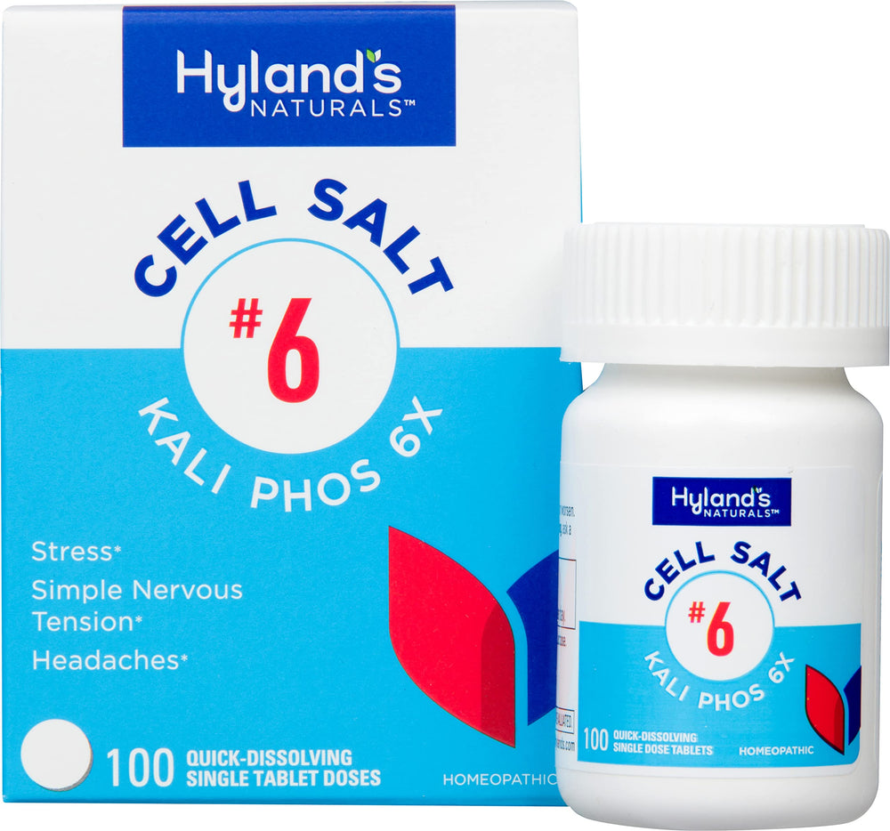 Hyland's Kali Phos 6X tablets dissolve quickly for on-the-go relief during stressful moments.