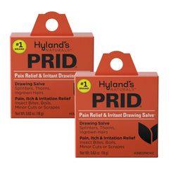 Hyland's PRID drawing salve jar for topical irritation relief on skin