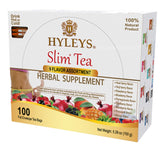 HYLEYS Slim Tea variety box front view showing convenient detox and digestion routine.