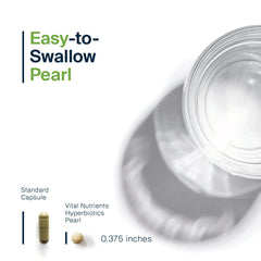 Hyperbiotics gleaming bottle and label boosts trust in clinically studied probiotic prebiotic formula.