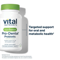 Hyperbiotics Pro Dental ingredient list graphic featuring BLIS K12 and M18
