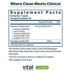 Hyperbiotics Vital Nutrients capsules pack highlighting convenient one-a-day dosing