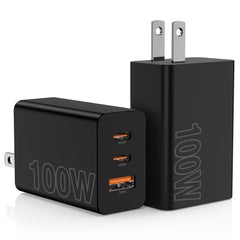 Hzevn 2-pack 100W USB-C wall charger front view powering a laptop