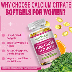 HZZYPLANT Calcium Citrate label per softgel shows 1200 mg