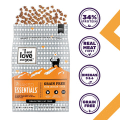 I and love and you Naked Essentials ingredient panel with non-GMO and vet-backed formula