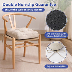 IASEAHK non-slip bottom with ties keeps cushions secured on chairs