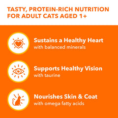 Pate texture highlighting omega fatty acids for healthy skin and coat.