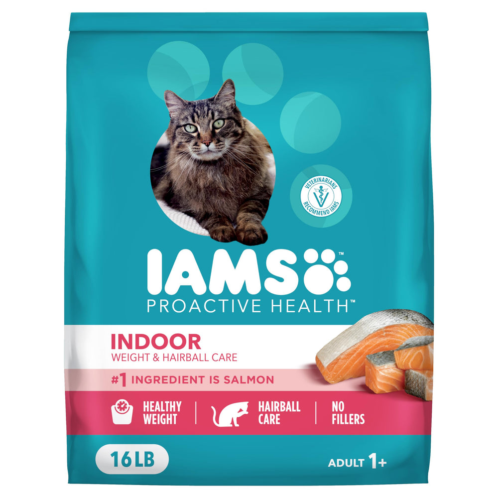 IAMS Proactive Health Indoor Weight Hairball Bag supports hairball care for indoor cats