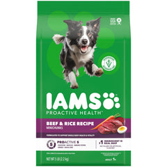 IAMS Proactive Health Minichunks boeuf et riz, sac 5 livres, énergie durable