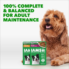 IAMS Proactive Health variety-pack packaging close-up showing servings.