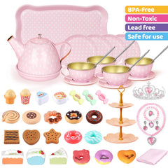 iaovueby Tea Party Set 3-tier cake stand organizes pretend treats.