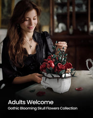 iATOM horror skeleton planter with ivy offers a striking focal point for a table.