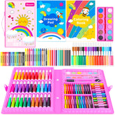 iBayam 149-piece art set in pink box for kid-friendly creativity and organized storage.