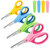 iBayam 5-inch blunt-tip scissors with cover for safe classroom cutting.