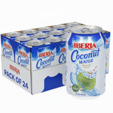Iberia Coconut Water with Pulp bottle close-up shows natural pulp texture.