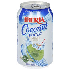 Iberia Coconut Water with Pulp ice-cold can ready for on-the-go hydration.