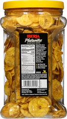 Iberia garlic plantain chips bag showing crunchy texture and natural ingredients