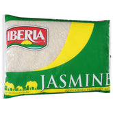 Iberia Jasmine rice bag highlights premium long grains with inviting aroma for fluffy results.