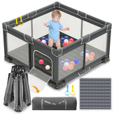 ICAREWAY foldable playpen 50x50 inches with compact fold for travel and storage