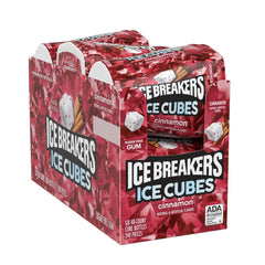 Close-up of cinnamon-flavored gum cubes from Ice Breakers showing texture