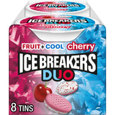 Ice Breakers Duo Cherry Mints front view with cooling crystals for quick refreshment