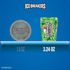 Ice Breakers Ice Cubes Kiwi Watermelon 40-piece bottle close-up clearly shows gum pieces.