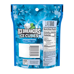 Close-up of Ice Breakers Ice Cubes packaging highlighting resealable pouch.