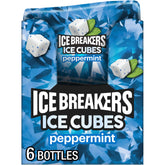 Ice Breakers ICE CUBES peppermint bottle six-pack keeps breath fresh on the go.