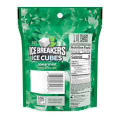 Ice Breakers Ice Cubes spearmint pouch open for quick refreshment on the go.