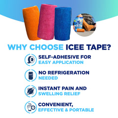 Icee Now ICEE Tape on elbow demonstrates comfortable, self-adhesive support during activity.