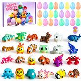 ICOME 24 pack prefilled Easter eggs with 3D animal toys for quick, mess-free hunt fun.