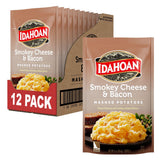 Idahoan Smoky Cheese and Bacon mashed potatoes poured into a bowl for quick warmth