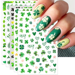 IDDFEVE St. Patrick's Day shamrock nail sticker close-up for quick at-home nail art