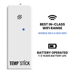 Ideal Sciences Temp Stick setup screen showing quick WiFi configuration.