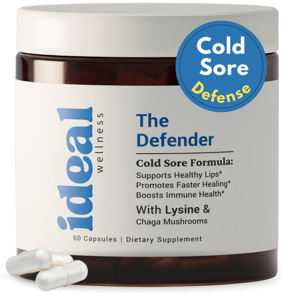 Ideal Wellness L-Lysine capsules bottle for daily immune support and lip health.