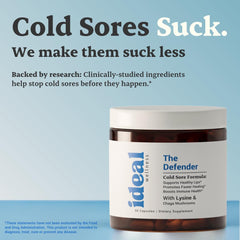 Close-up of Ideal Wellness L-Lysine capsules showing daily intake.