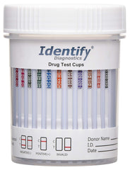 Identify Diagnostics 12-panel test cup 2-pack showing compact design for quick on-site screening.