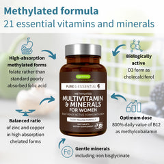 Igennus high-potency methylated multivitamin for women capsules close-up highlights easy-to-swallow form.