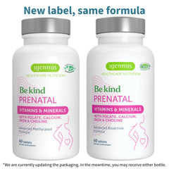 Close-up of Igennus prenatal tablets for gentle, easy daily intake.