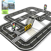 IGIVI magnetic road tiles arranged for imaginative play and fine motor skill development.